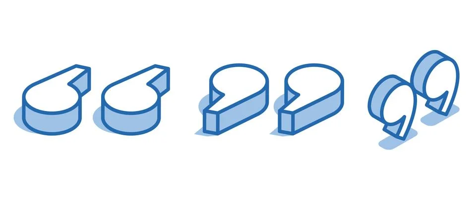 Isometric vector image on a white background, the icon in the form of quotes Stock Illustration