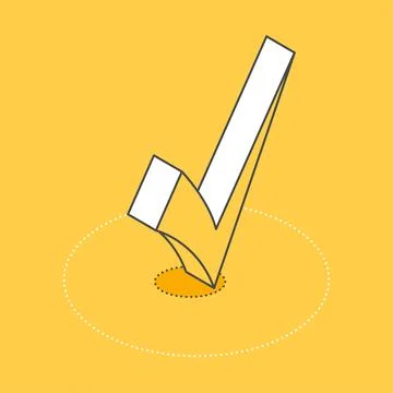 Isometric vector image on a yellow background, icon in the form of a check ma Stock Illustration