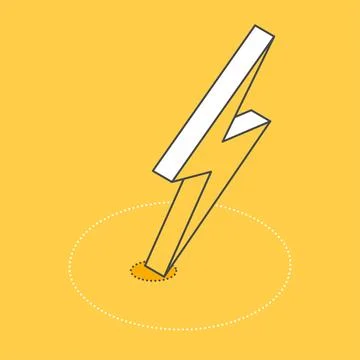 Isometric vector image on a yellow background, lightning icon Stock Illustration