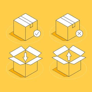 Isometric vector image on a yellow background, a set of icons in the form of  Stock Illustration