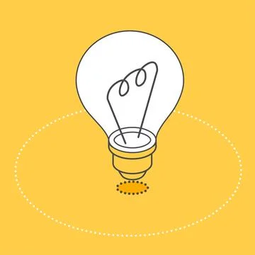 Isometric vector image on a yellow background, a light bulb as a simple icon, Stock Illustration