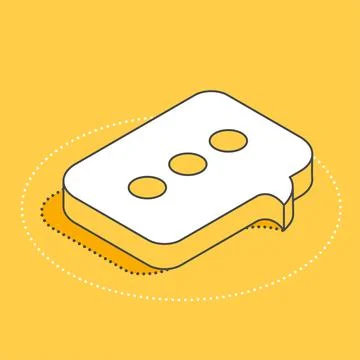 Isometric vector image on a yellow background, icon in the form of a message  Illustrazione stock