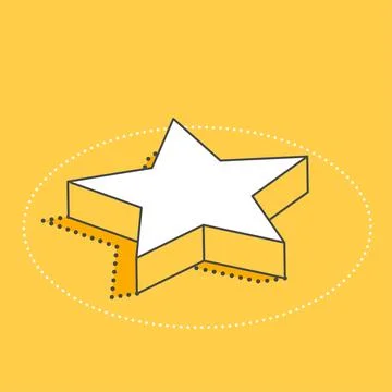 Isometric vector image on a yellow background, star icon Stock Illustration