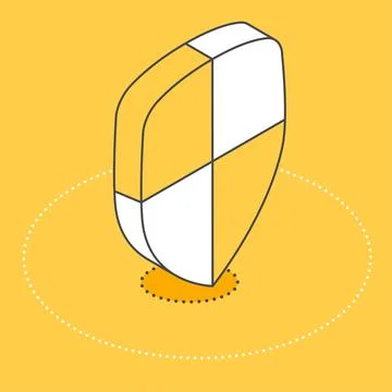 Isometric vector image on a yellow background, shield icon, data protection o Stock Illustration