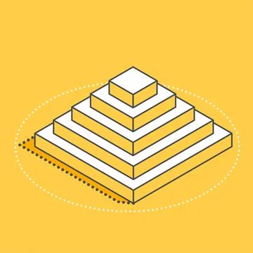 Isometric vector image on a yellow background, step pyramid icon, business su Stock Illustration