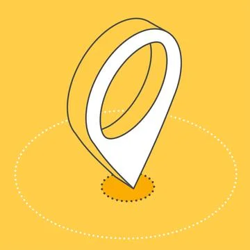 Isometric vector image on a yellow background, location sign, internet icon 스톡 일러스트