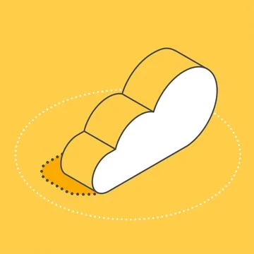 Isometric vector image on a yellow background, cloud icon, remote data storag イラスト素材