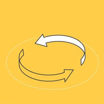 Isometric vector image on a yellow background, two arrows curved in a circle, Stock Illustration