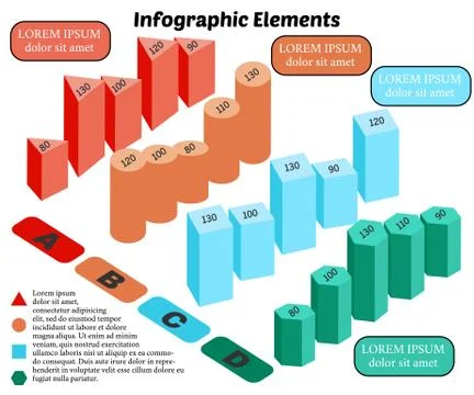 Isometric Vector Infographic Elements Illustrazione stock