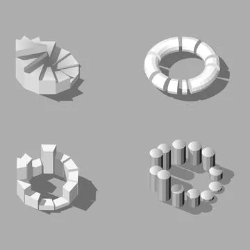 Isometric vector low poly, set of infographics in halftones. Stock Illustration