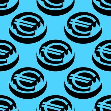 Isometric vector pattern with bold euro currency symbols in circular Stock Illustration