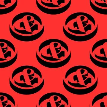 Isometric vector pattern featuring stylized ampersand signs in black on red Stock Illustration