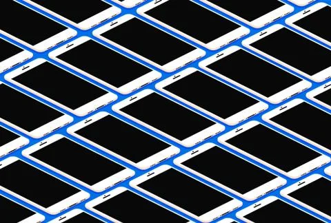 Isometric Vector Phones Pattern Mockup Stock Illustration