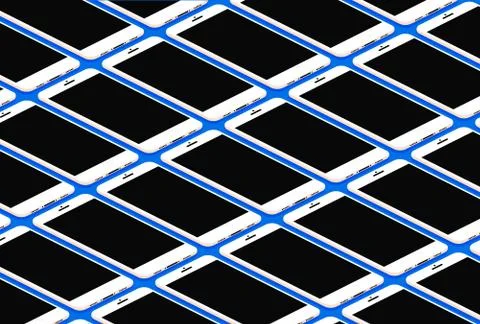 Isometric Vector Phones Pattern Mockup Stock Illustration
