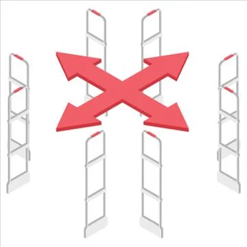 Isometric vector. Preventing shoplifting scanner gate system on all sides. Anti Stock Illustration