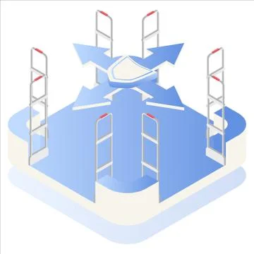 Isometric vector. Preventing shoplifting scanner gate system on all sides. Anti Stock Illustration