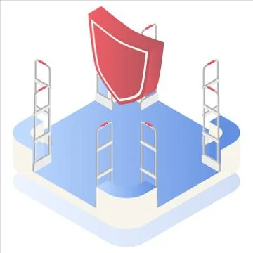 Isometric vector. Preventing shoplifting scanner gate system on all sides. Anti Stock Illustration