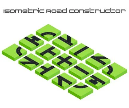 Isometric vector roads constructor. Stock Illustration