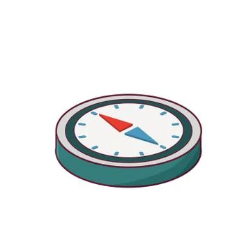 Isometric vector science compass icon. Green compass with the image of the Stock Illustration