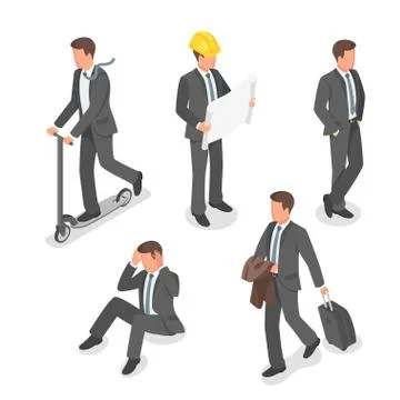 Isometric vector set of businessmen. Stock Illustration