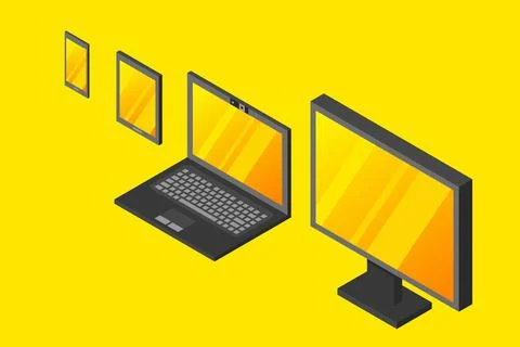 Isometric vector set of computer laptop tablet pc and smart-phone Stock Illustration