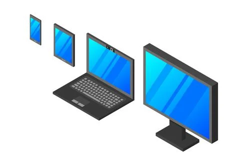 Isometric vector set of computer laptop tablet pc and smart-phone Stock Illustration