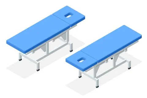 Isometric vector set of massage metal, adjustable, stationary models tables Stock Illustration