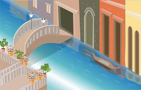 Isometric Venice City View Vector Illustration Stock Illustration