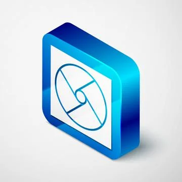Isometric Ventilation icon isolated on grey background. Blue square button Stock Illustration