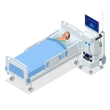 Isometric Ventilator Medical Machine designed to provide mechanical ventilation Stock Illustration