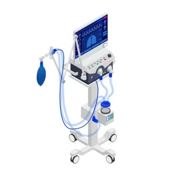 Isometric Ventilator Medical Machine designed to provide mechanical ventilation Illustrazione stock