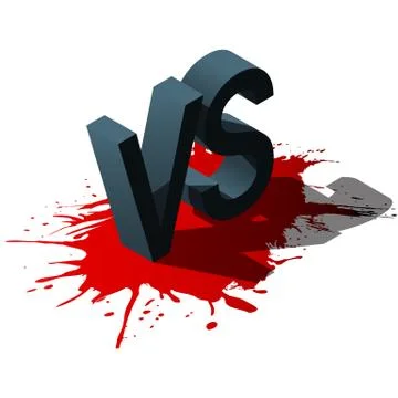 Isometric Versus letters or vs logo isolated on red splash. Vector illustration Stock Illustration