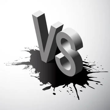 Isometric Versus letters or vs logo isolated on black splash. Vector Illustrazione stock