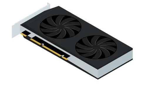 Isometric video card for cryptocurrency mining Stock Illustration