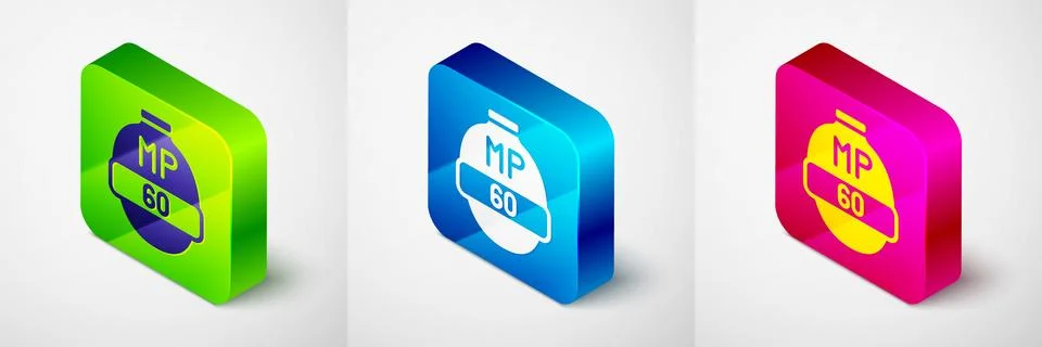 Isometric Video game bar icon isolated on grey background. Square button. V.. Stock Illustration