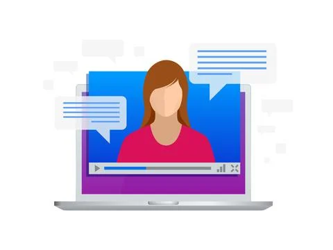 Isometric Video streaming. View video lessons, training or training on a laptop 스톡 일러스트