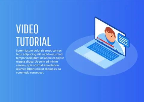 Isometric video tutorials icon concept. Illustrazione stock