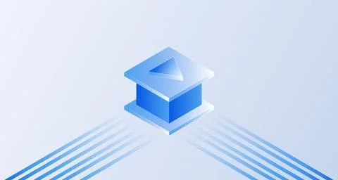 Isometric vidio play button. Concept of streaming or broadcasting. 3D style.. 스톡 일러스트