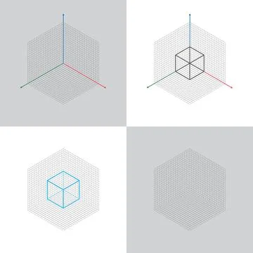 Isometric view, 3d coordinates axis Stock Illustration