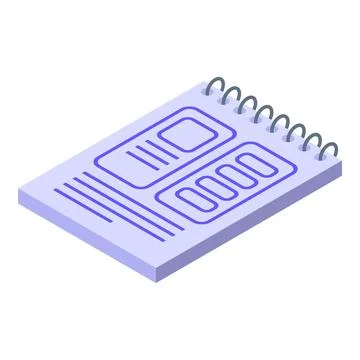 Isometric view of a 3d spiral notebook with visual data representation Stock Illustration
