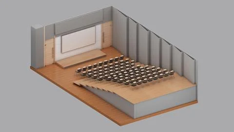 Isometric view of a auditorium room,public space, 3d rendering. 스톡 일러스트