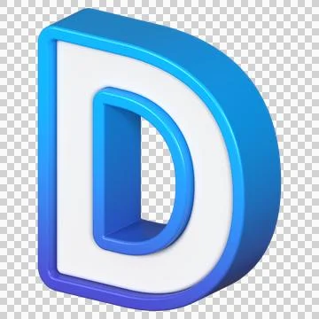Isometric view of bold Letter D, stands out with its striking blue and whit.. Stock Illustration