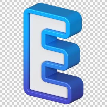 Isometric view of bold Letter E, stands out with its striking blue and whit.. Stock Illustration