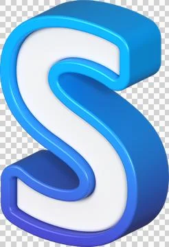 Isometric view of bold Letter S, stands out with its striking blue and whit.. Stock Photos