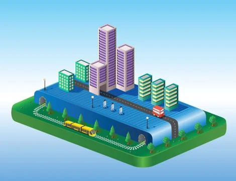 Isometric view of the city Stock Illustration