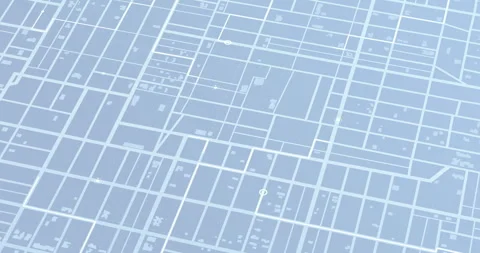 Isometric view of city map interface with glowing white navigation routes Stock Footage 343135207