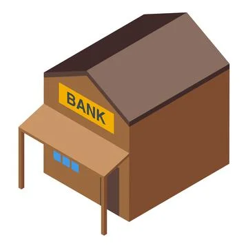 Isometric view of a classic wild west bank building, highlighting the financi Ilustración de archivo