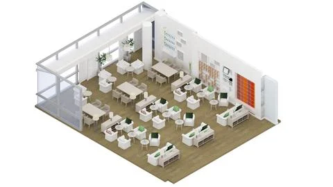 Isometric view of a  coffee shop, bakery shop, 3d rendering. Stock Illustration