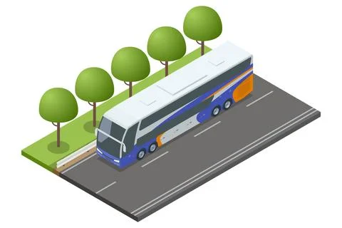 An isometric view of a double-decker bus in multiple perspectives, showcasing Stock Illustration