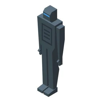 Isometric view of a gray robot standing still Stock Illustration